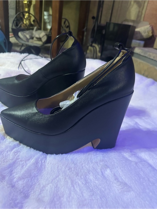 Fashion Nova Shoes - Fashion Nova Black Platform Wedge Pumps